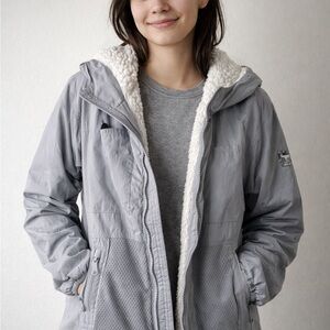 Abercrombie & Fitch Light Gray Hooded Jacket